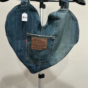 Heart-Shaped Denim Bag HANDMADE FROM ACTUAL DENIM PANTS